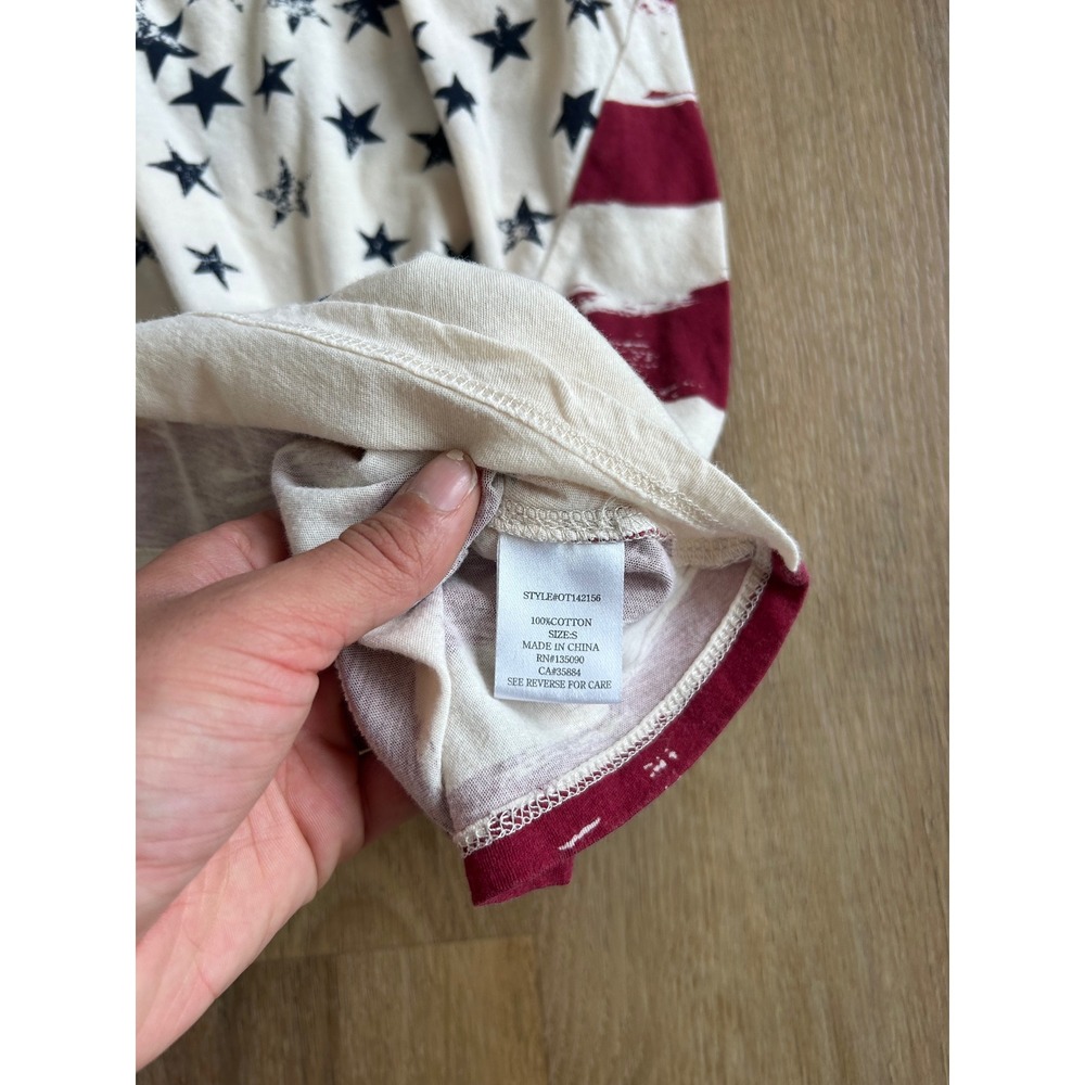 Y2k Cotton Flag Racerback Tank Top Small Stars Stripes USA July 4th Patriotic - Picture 5 of 8